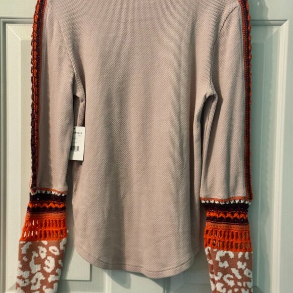 Free People Switch It Up Long Sleeve Thermal Top Ballet Pink Henley Medium NWT - Picture 14 of 15